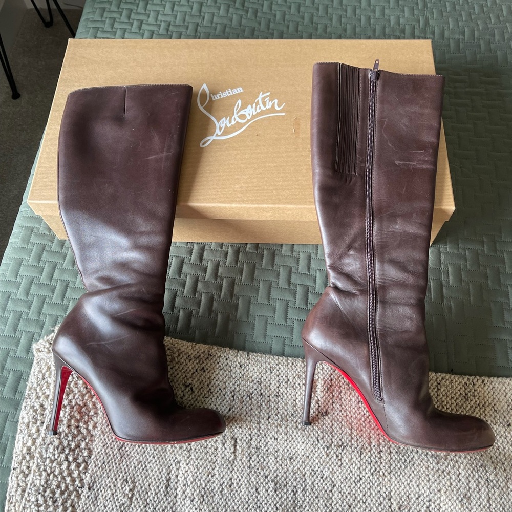 Christian Louboutin brown knee high boots 39